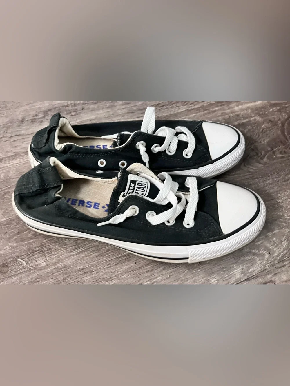Classic Black Low Top Canvas converse elastic top Sneakers black white Accents - Picture 6 of 9